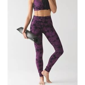 Lululemon Wunder Under Pant Legging Hi-Shibori Darkest Magenta Black Size 4 Yoga